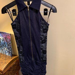 Juju & B Mock Collar halter  dress front zipper open back